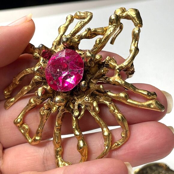 Vintage Gold Tone Brooch Bundle Capri  Amber stones - Picture 11 of 16